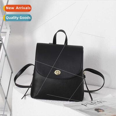 Ladies small backpack cowhide ins  leather shoulder bag fema