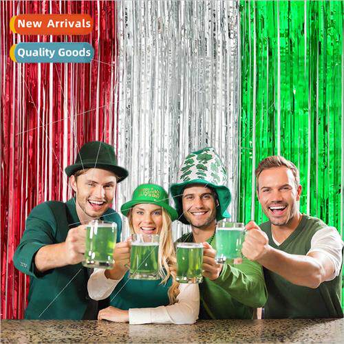 New red silver green glossy rain curtain Irish festival part