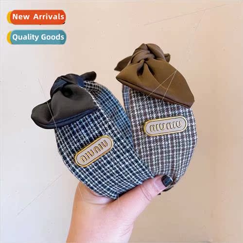 Retro bird-eye paragraph  color-blocking bow versatile hairp