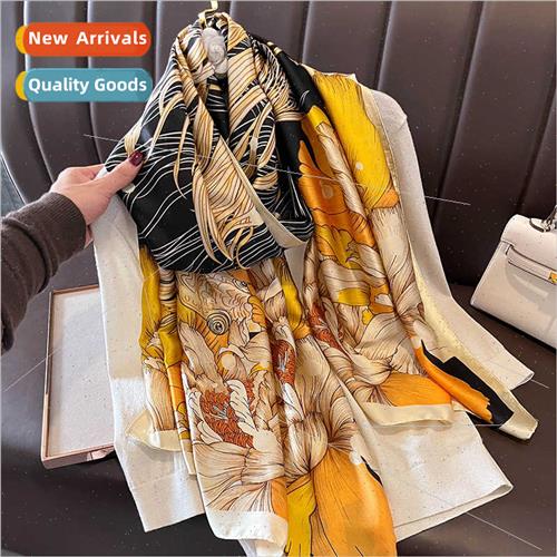 2022 new printing long silk scarf female fall winter warm sc