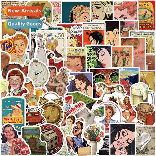 52pcs of retro nd era graffi stickers decorative guar luggag