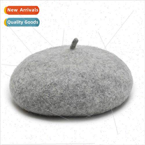 mple beret female fall winter lerature retro bei bud hat Kor
