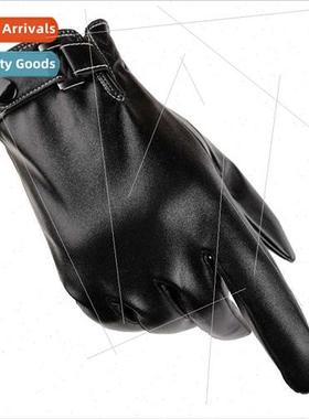 Touch screen men simulation leather gloves fall winter PU le