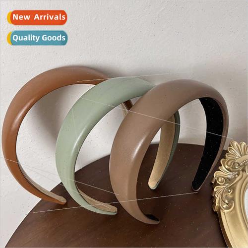 Korea hair bands texture leather wide  outer wear pressure h