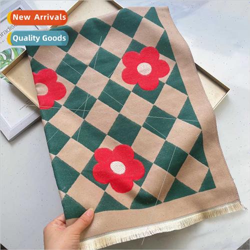 Korean  diamond plaid flowers scarf female fall winter new i
