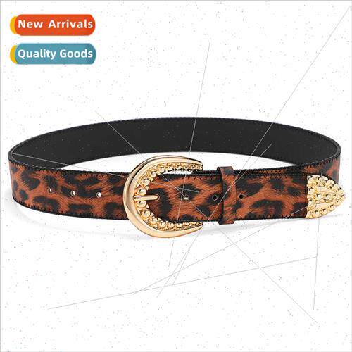 Leopard Belt Women Coat Trench Sweater Wide Belt Peplum Deco