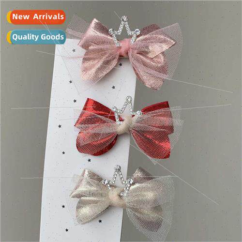 Girls headdress crown children red bow hair clip princess je
