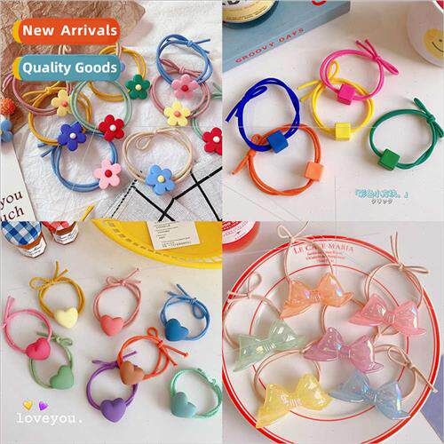Japan Korea girls heart candy color double bow hair circle f