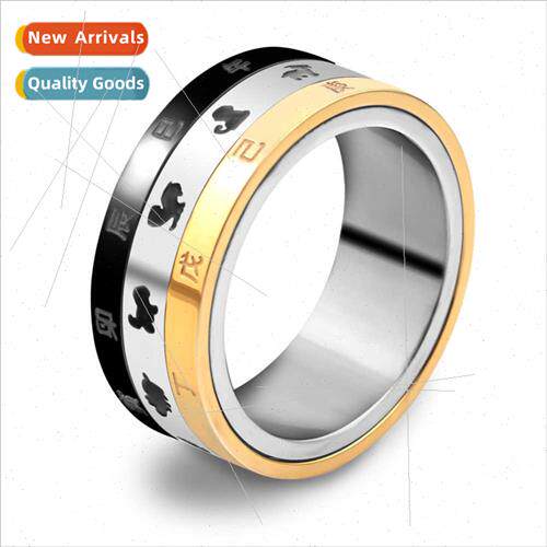 Creative Turning Ring Men Korea Stainless Steel Adjustable R