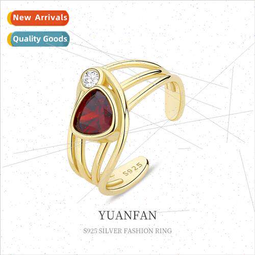 S925 lver Ring Europe che Metal Colored Zirconia ne Wrap Ope