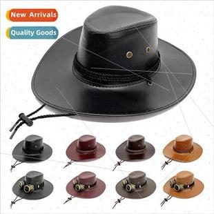 cowboy hat jazz women brim leather large Western men