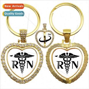 Spinning Heart Gold Botanical Nurse Glass Pendant Col Floral