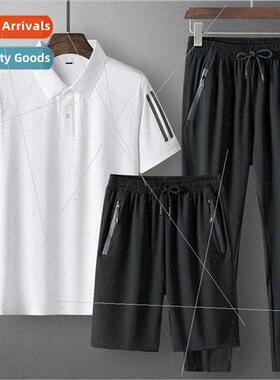 Summer seamless ice silk sports leisure su men polo shirt T-