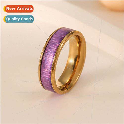 Stainless Steel Gold Purple Nebula Ring Personalized Creativ