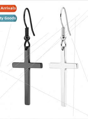 Korea fashion stainless steel cross ear hook earrings/simple