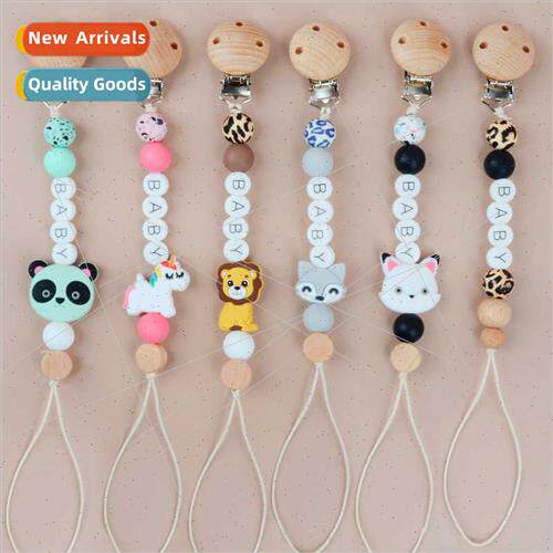 Mother baby  round letter silicone beads panda unicorn lion