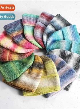 New tie-dye colour blocking couple wool hat autumn winter fe