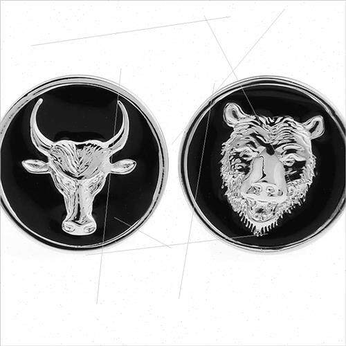 Stock Market Cufflinks Bull Bear Bull Head Tiger Head Cuffli
