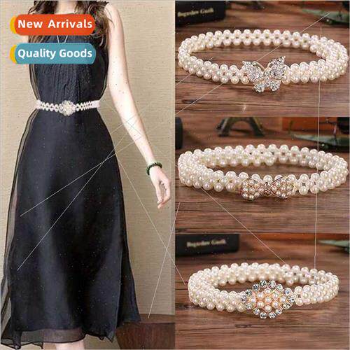 Pearl waist chain female decorative belt dress fine elastic
