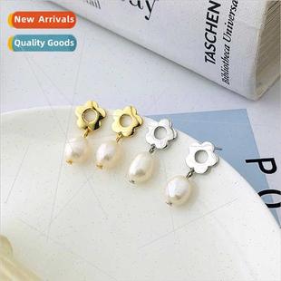 pearl earrings cold silver win ins baroque Europe 925 female