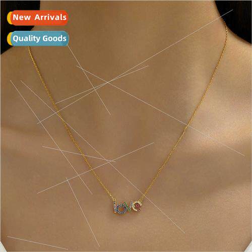 color zirconia Love copper necklace creative personaly micro