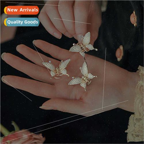 French Butterfly Vintage Pearl Hair Clip Small Scratch Clip