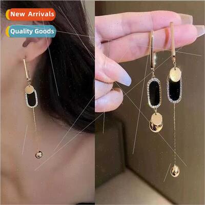 925 silver needle earrings wh asymmetric transfer beads geom