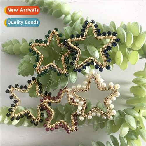 Glass glaze pentagram crystal pendant personalized handmade