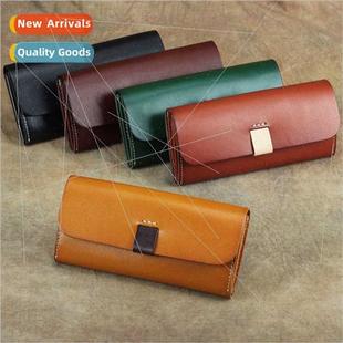 Wall Color New Leather Women 2024 Clash Handmade Wallet Long