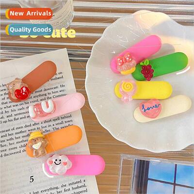 Ins wind candy color oval hair clip duckbill clip spring sum