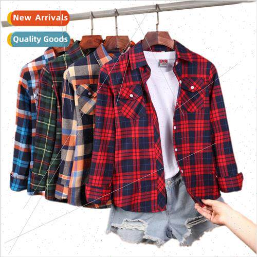 New Women's Plaid Shirts Plus ze M-5XL Female Cotton Blo