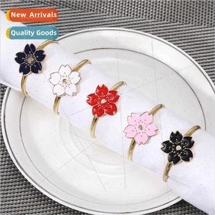 Napkin Series Clasp Colourful Nap Alloy Enamel Flower