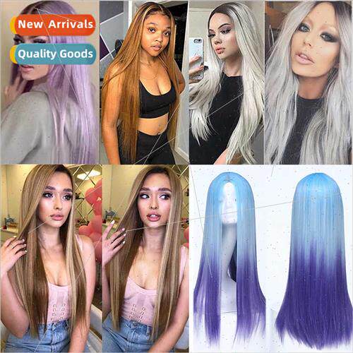 Europe Wigs Daily Black Whe Gradient Medium Length Chemical