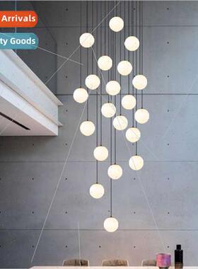 Modern simple staircase chandelier hotel villa duplex restau