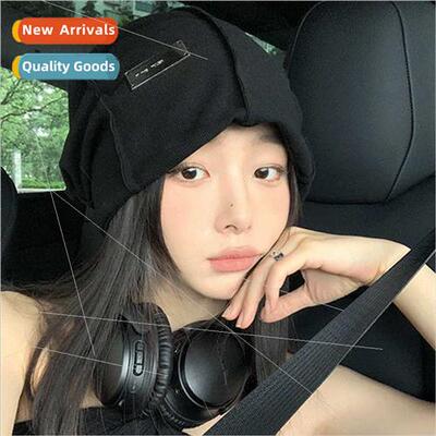 Apparent face small black stacked hat female summer fall thi