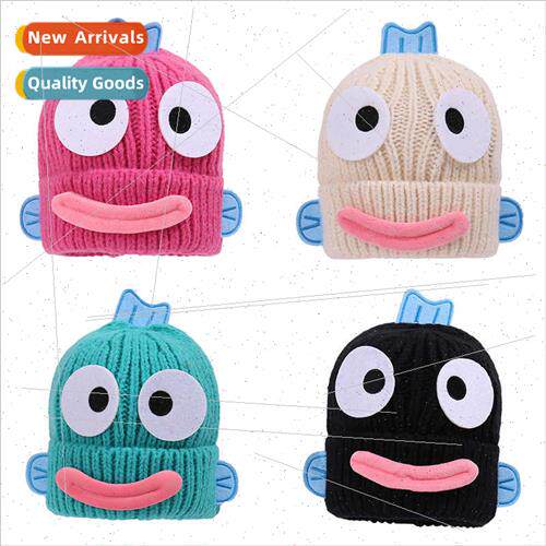 Cute weird big eyes ugly fish hat female fall winter new war