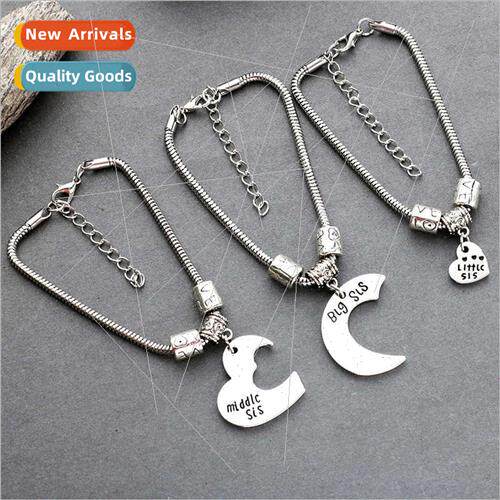 Friends Heart 3-Piece Patchwork Alloy Bracelet BFF Big Middl