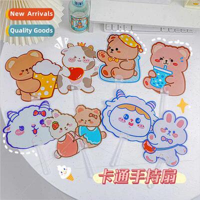 Ins cartoon cute bear handle shaped fan students summer gift