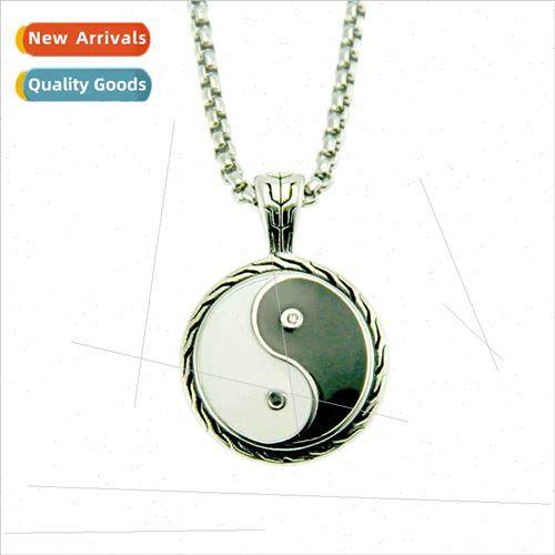 Stainless Steel Necklace Europe Vintage Taiji Bagua Men Pend