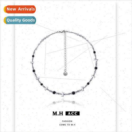 Summer new black beads irregular necklace female hundred wh
