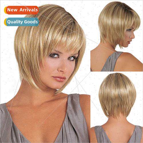 wigs 适用women short blonde Europe chemical fiber short hair