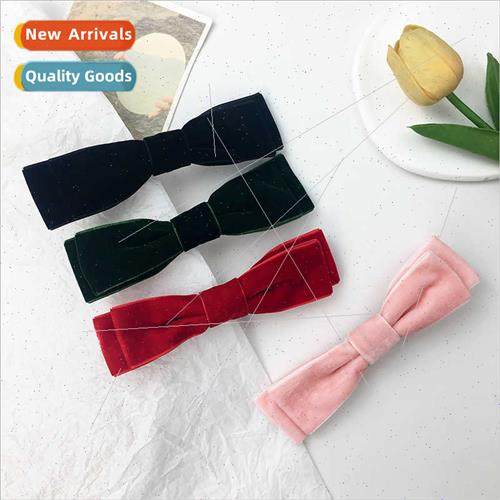 Velvet bow hair clips female side bangs clip top clip duckbi