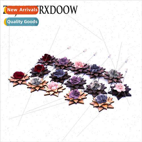 New chicken fin wood high-grade corsage Retro button star la