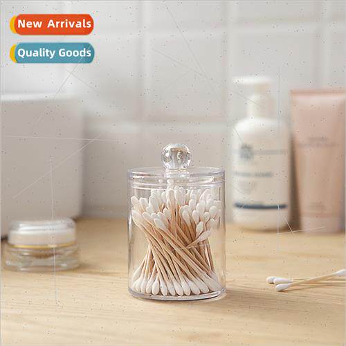 Plastic swab box organizer crystal round swab box transparen