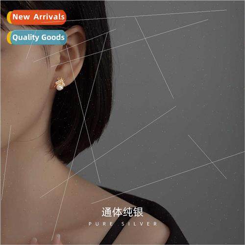 S925 silver bee pearl earrings Korea earrings simple small c