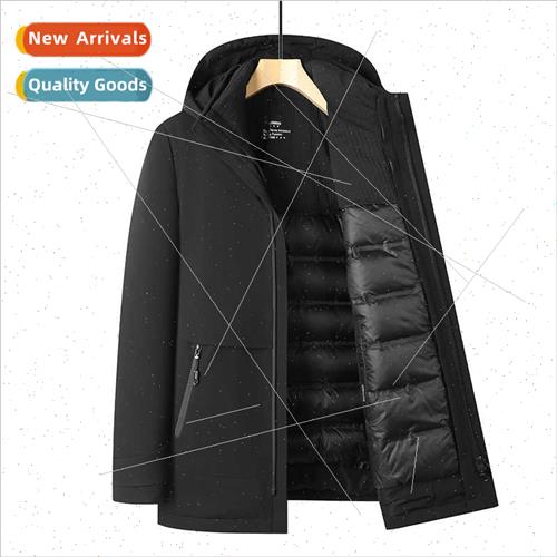 Removable liner thickened goose down men medium-length casua