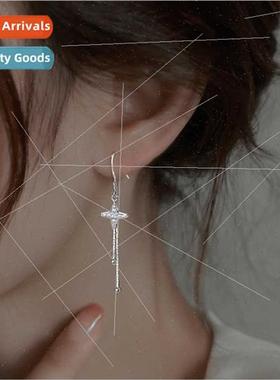 Cross Quadrangle Tassel Ear Hooks Sweet Cool Earrings Lucky