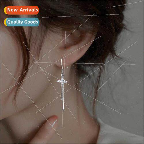Cross Quadrangle Tassel Ear Hooks Sweet Cool Earrings Lucky