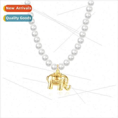 Korea ins new three-dimensional elephant pendant pearl neckl