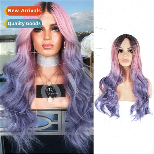 New COS anime color wig in middle long volume two-color blea